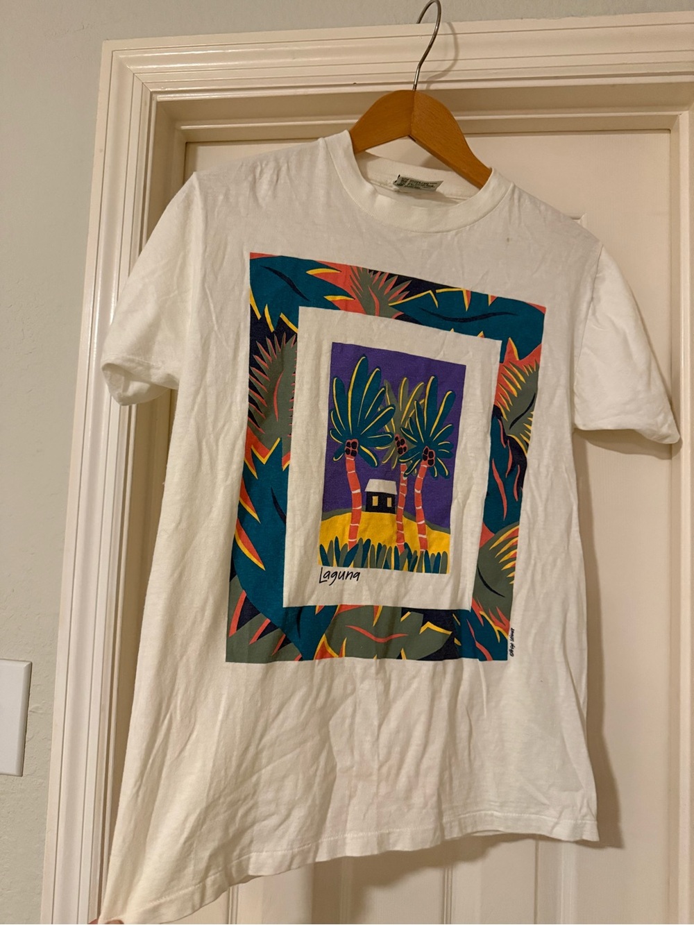 Tropical Palm Graphic Short Sleeve Tee - White